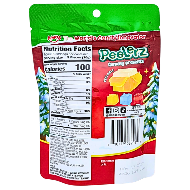 Amos Peelerz Holiday Gummy Presents - 6oz