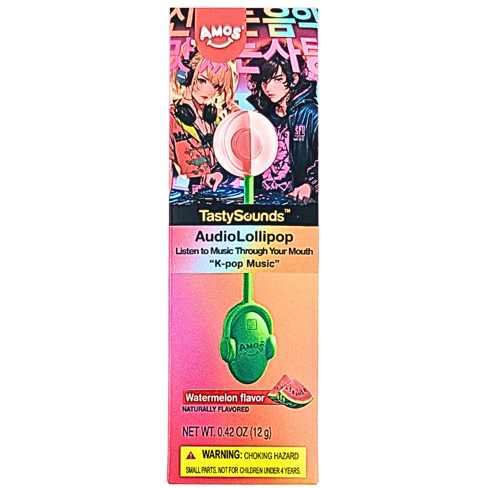 Amos TastySounds Audio Lollipop - Watermelon - 0.42oz