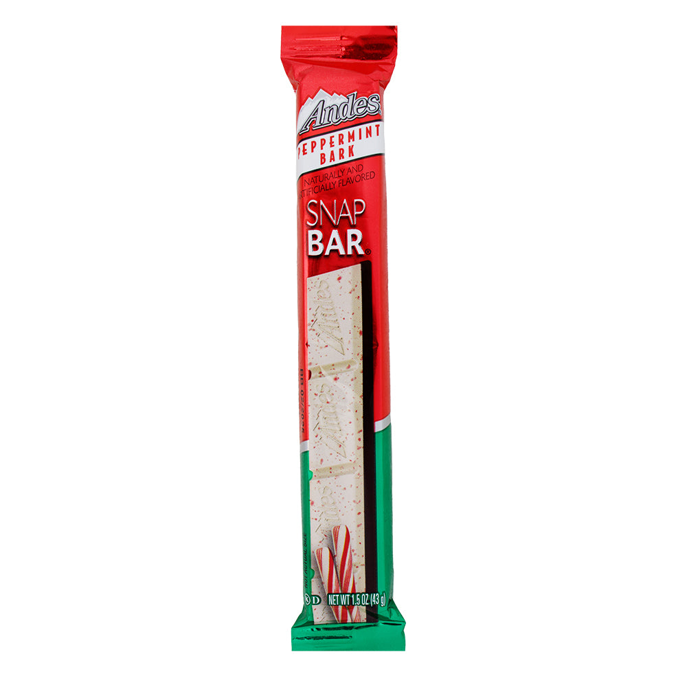 Andes Peppermint Bark Snap Bar - 1.5oz - Andes Peppermint Bark Snap Bar - Holiday Chocolate Treat - Christmas Desserts - Festive Chocolate Bars - Minty Christmas Delights - Stocking Stuffer Candy - Andes Candy