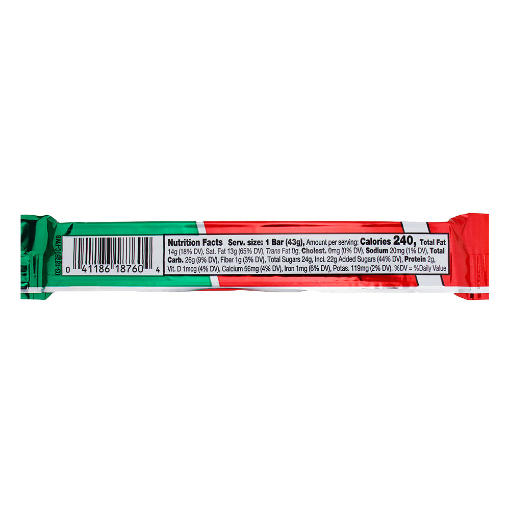 Andes Peppermint Bark Snap Bar - 1.5oz Nutrition Facts Ingredients - Andes Peppermint Bark Snap Bar - Holiday Chocolate Treat - Christmas Desserts - Festive Chocolate Bars - Minty Christmas Delights - Stocking Stuffer Candy - Andes Candy