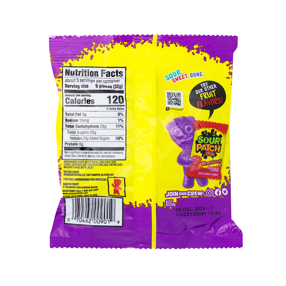 Sour Patch Kids Grape - 3.58oz  Nutrition Facts Ingredients