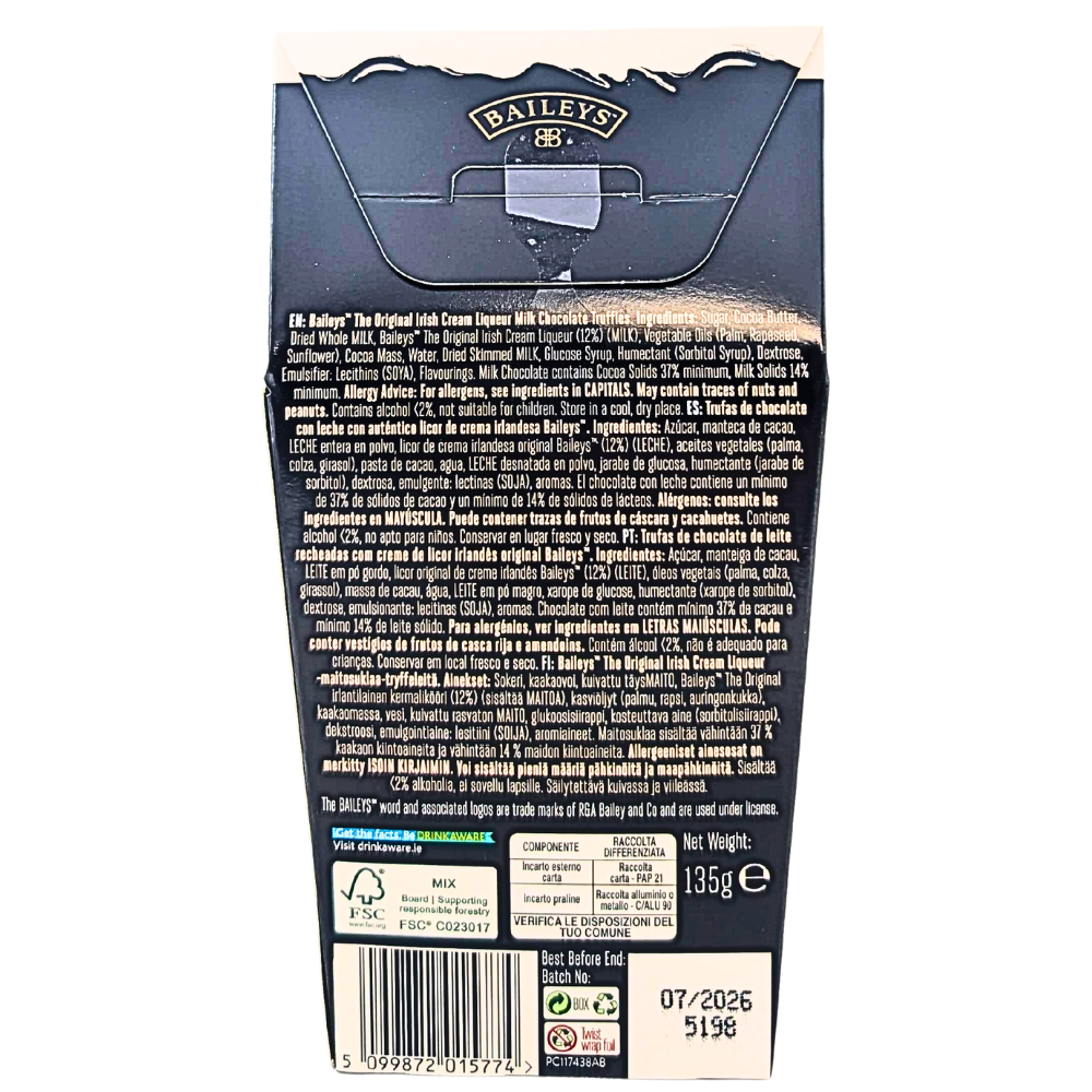 Christmas Baileys Chocolate Truffles Gift Box UK - 135g