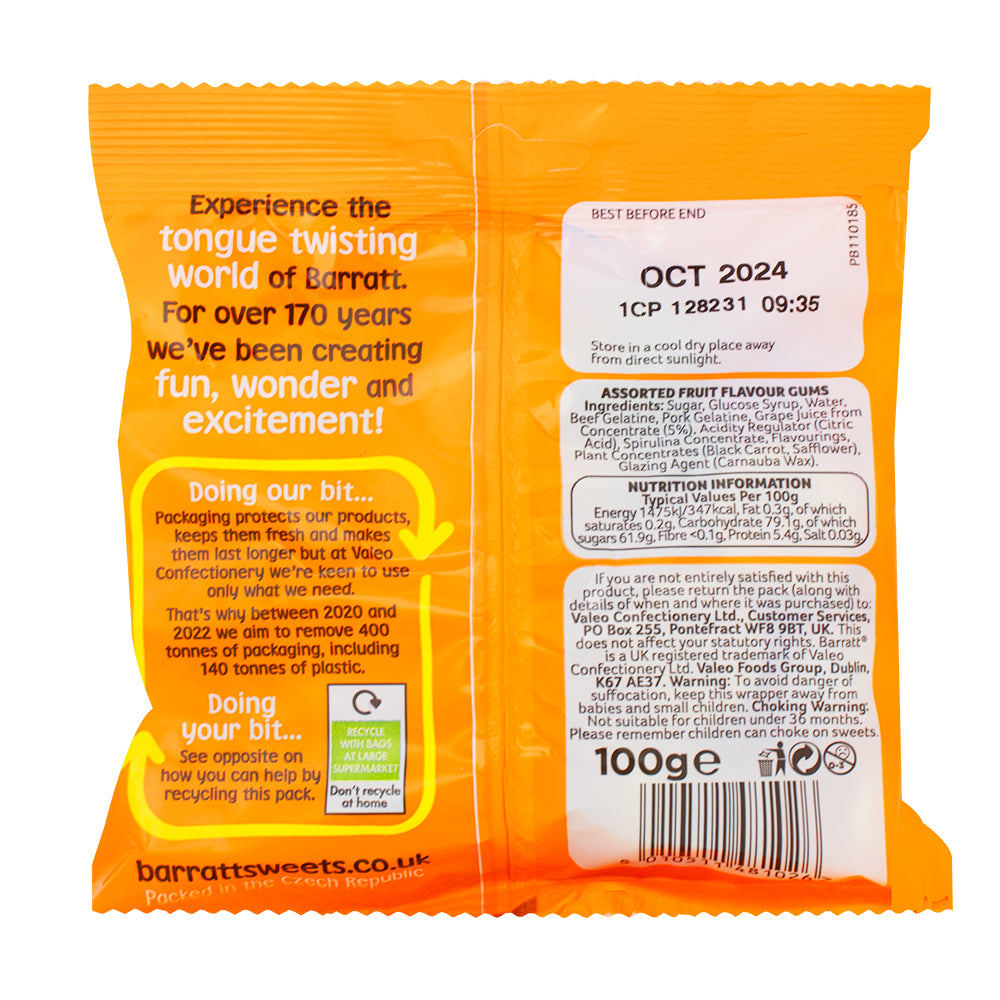 Barratt Foamojis Fun & Fantastics (UK) - 100g  Nutrition Facts Ingredients