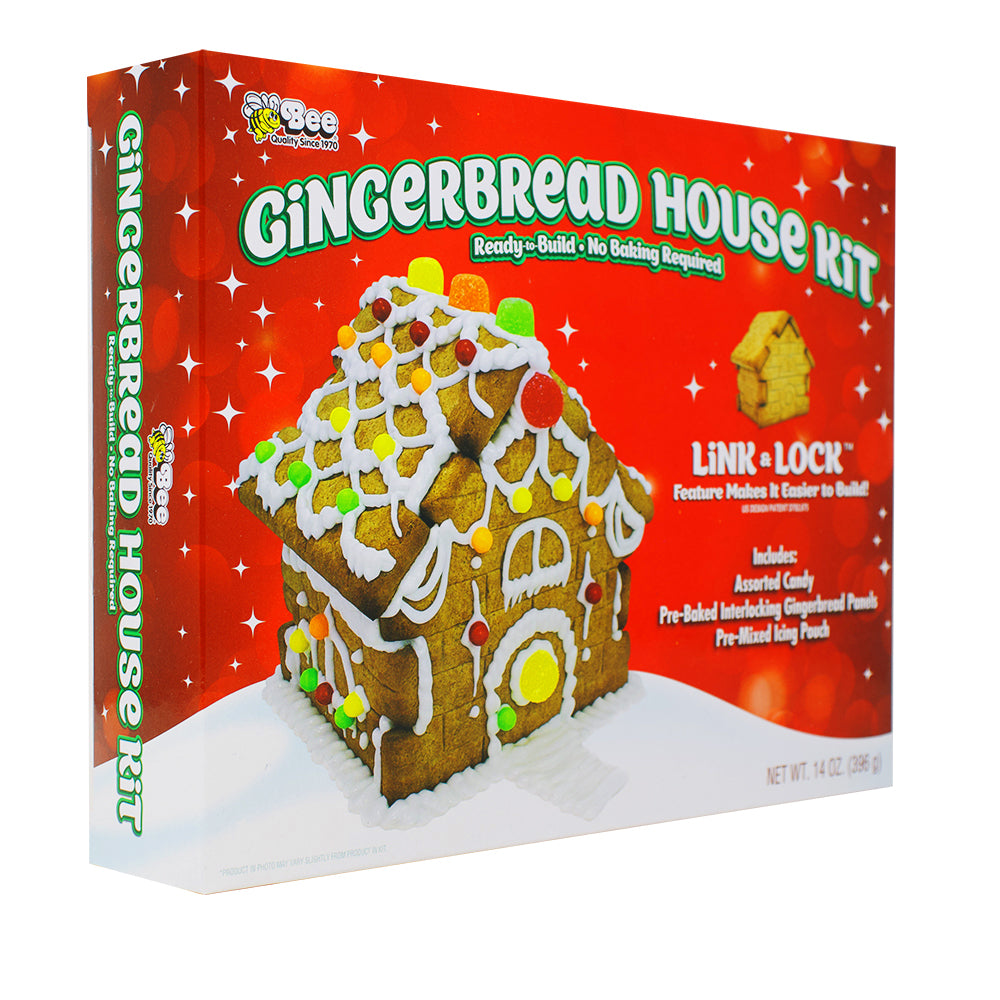 Bee Gingerbread House Kit - 14oz - Bee Gingerbread House Kit - Christmas Gingerbread Decorating - Festive Gingerbread Creations - Holiday Baking Kit - Christmas Memory-Making - Easy Gingerbread House - Colourful Candy Decorations - Gingerbread House Decorating Fun - Christmas Candy - Christmas Treats