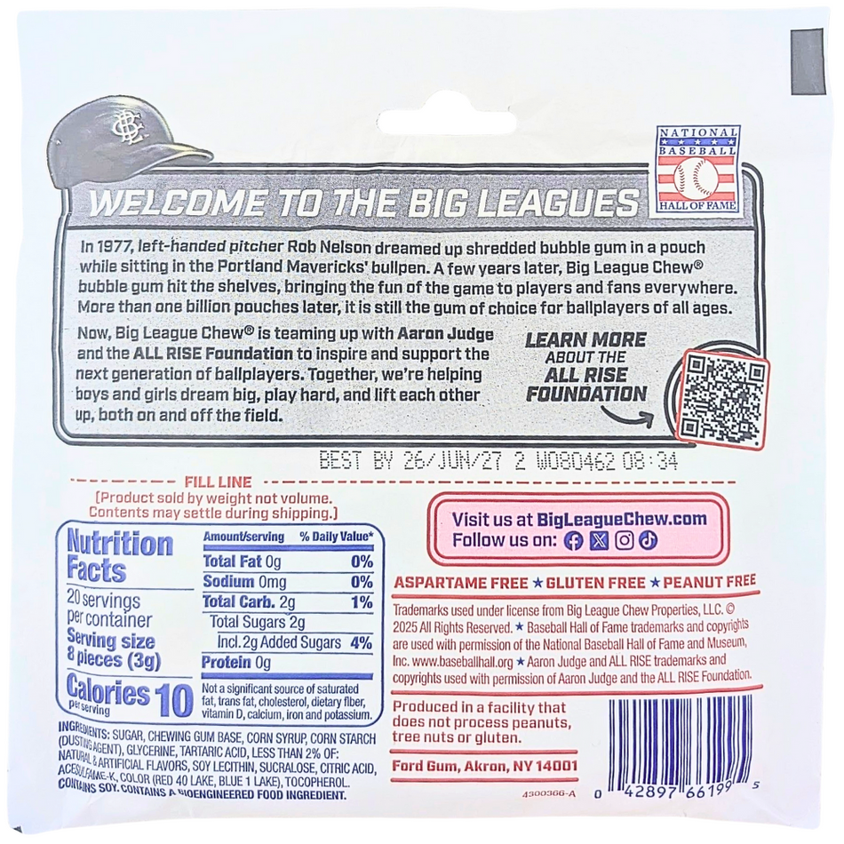 Big League Chew Aaron Judge Grand Slam Grape - 2.12oz