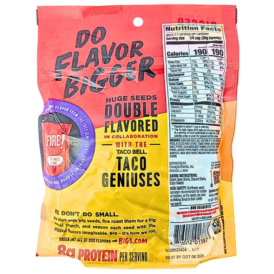 Bigs Taco Bell Fire Sauce Sunflower Seeds - 5.35oz
