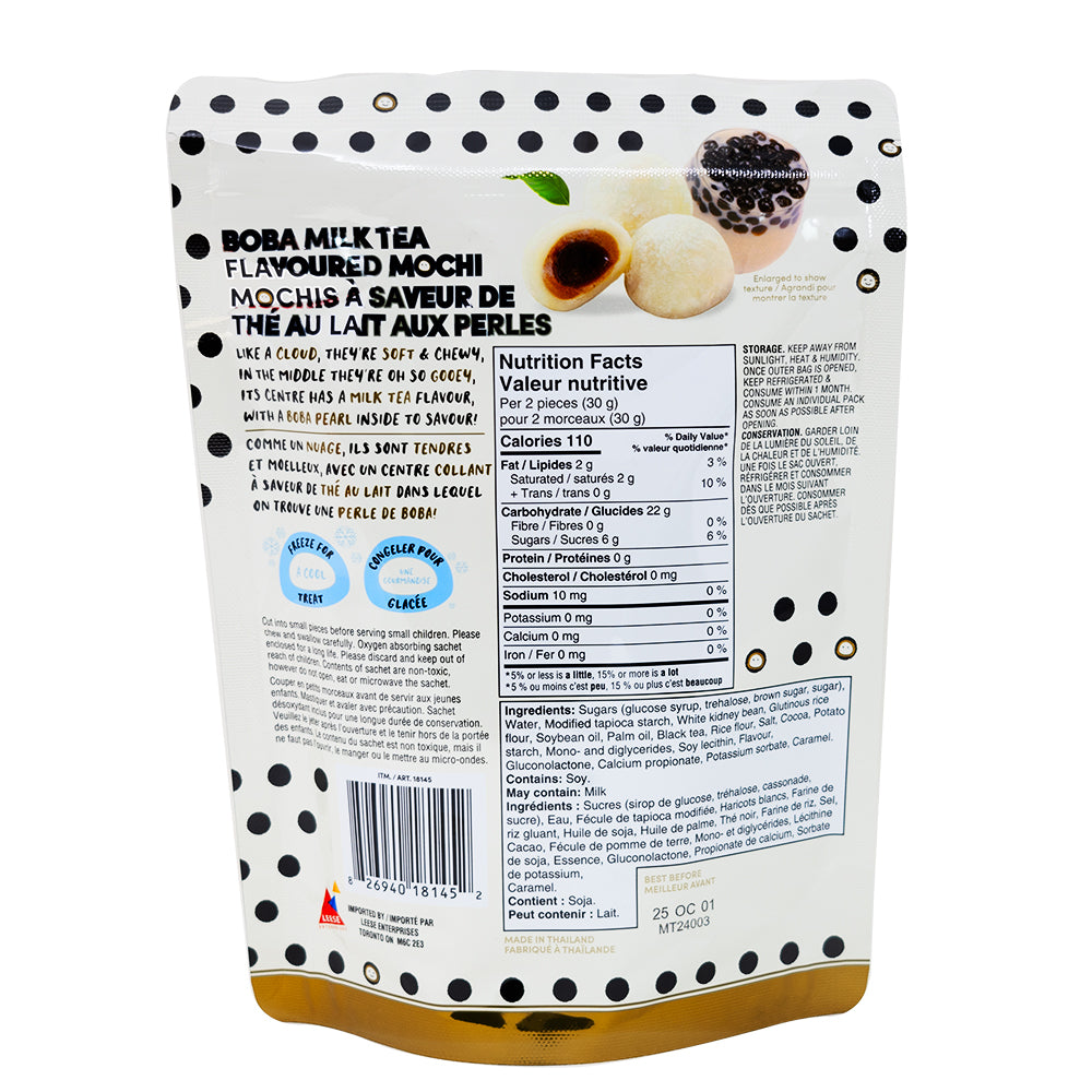 Boba Milk Tea Flavoured Mochi - 178g  Nutrition Facts Ingredients
