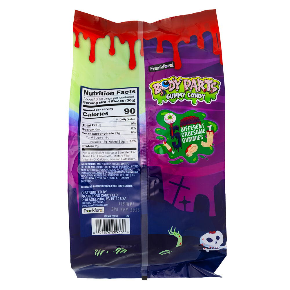 Gummy Candy Body Parts - 50ct  Nutrition Facts Ingredients - Gummy Candy - Gummies - Gummy - Gummy Candy Body Parts - Halloween Candy - Halloween Gummies - Gummy Body Parts - Candy Body Parts