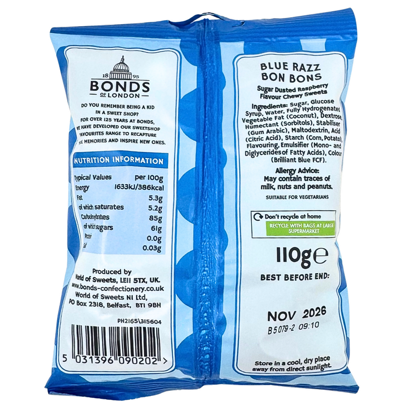 Bonds Blue Razz Bon Bons (UK) - 110g | Candy Funhouse – Candy