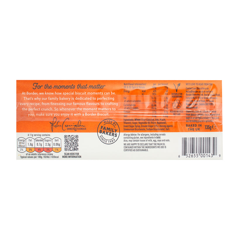  Border Fiery Ginger Crunch (UK) - 135g  Nutrition Facts Ingredients - Border Cookies - Ginger Cookies - Ginger Cookie