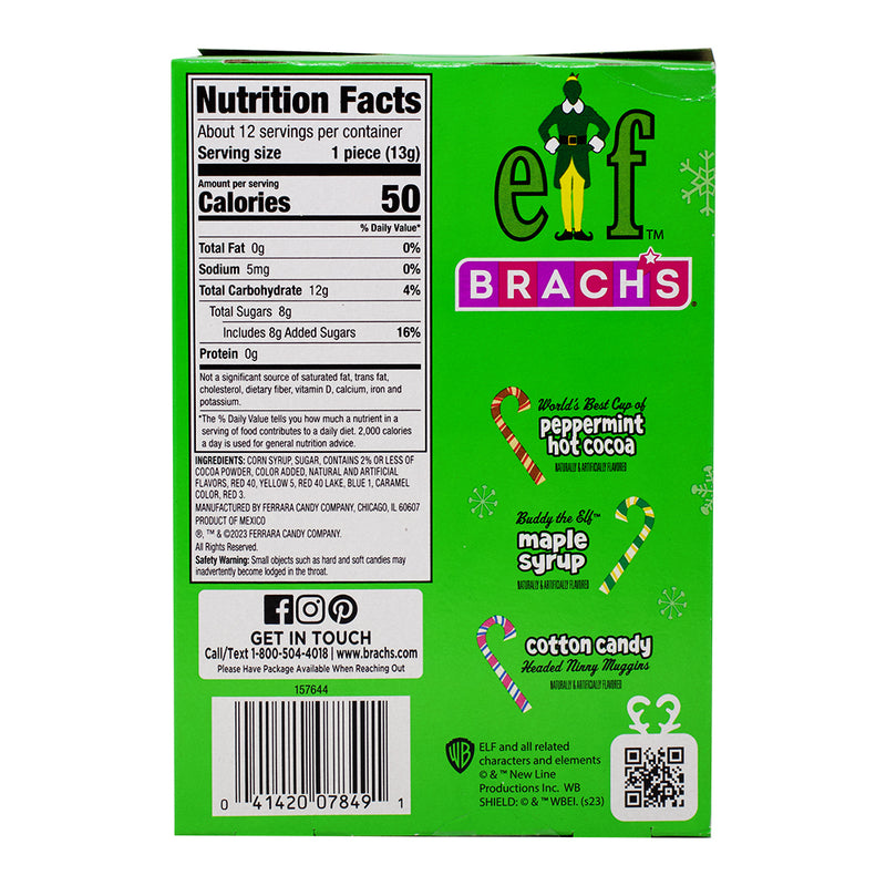 Elf Candy Canes 12ct - 5.3oz Nutrition Facts Ingredients, christmas stocking stuffers, christmas candy canes, candy canes, buddy the elf, elf movie, elf candy canes