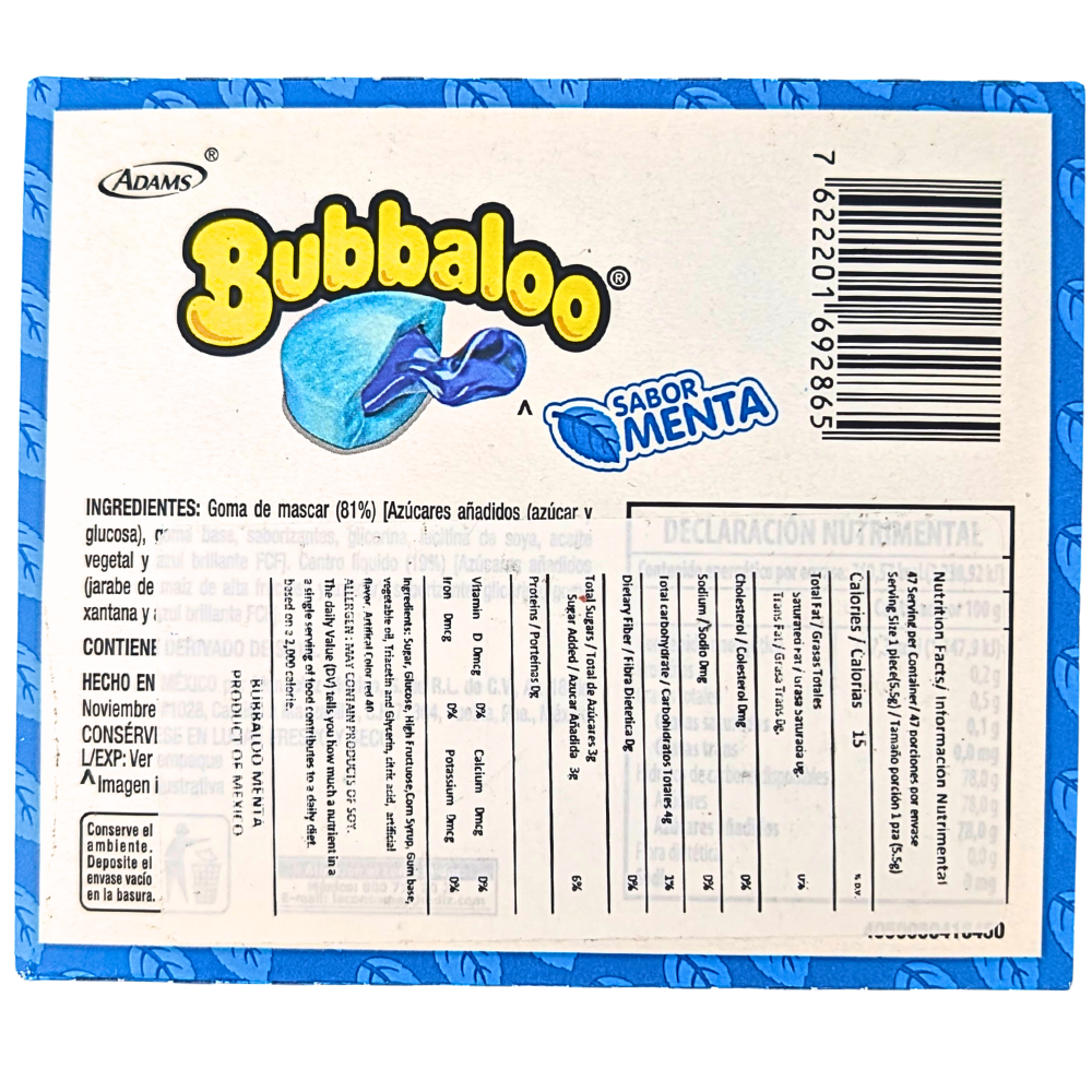 Bubbaloo Liquid Filled Bubblegum Mint - 239.7g
