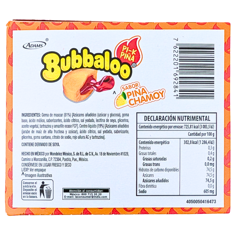 Bubbaloo Liquid Filled Bubblegum Pik Pina - 47ct