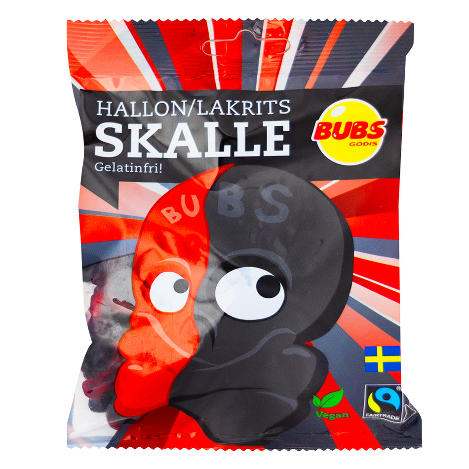 Bubs Raspberry Licorice Skulls (Sweden) - 90g