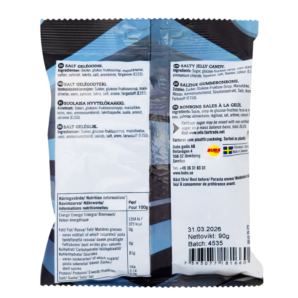 Bubs Salty Licorice Skulls (Sweden) - 90g   Nutrition Facts Ingredients