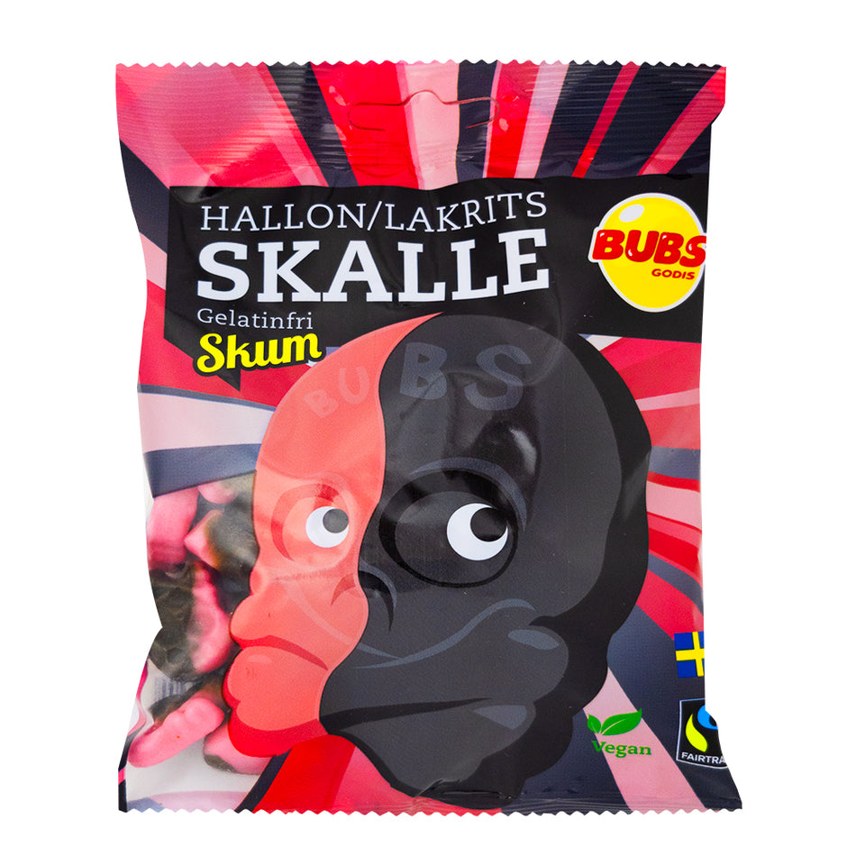 Bubs Raspberry Licorice Foam Skulls (Sweden) - 90g - Bubs - Bubs Candy - Swedish Candy - Swedish Gummy - Swedish Gummies - Bubs Gummies