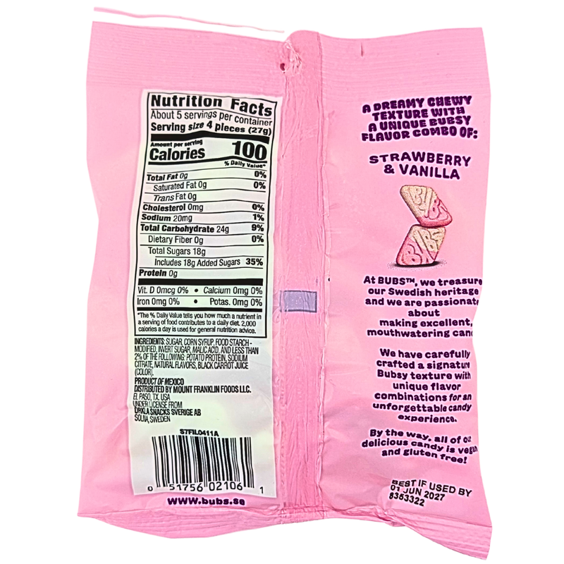 Bubs Sour Diamond Strawberry & Vanilla - 5.5oz