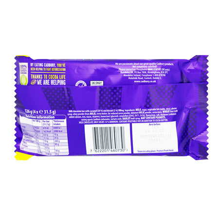 Cadbury Boost 4pk (UK) - 126g  Nutrition Facts Ingredients