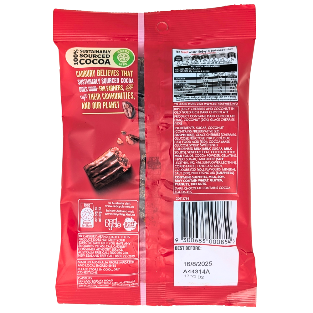 Cadbury Cherry Ripe Minis (Australia) - 150g | Candy Funhouse – Candy ...