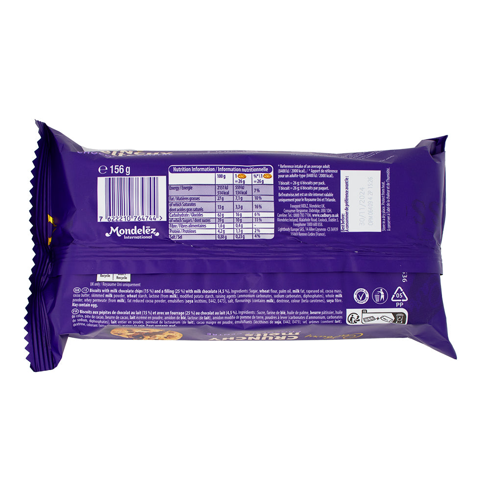 Cadbury Crunchy Melts Chocolate Centre-UK  Nutrition Facts Ingredients