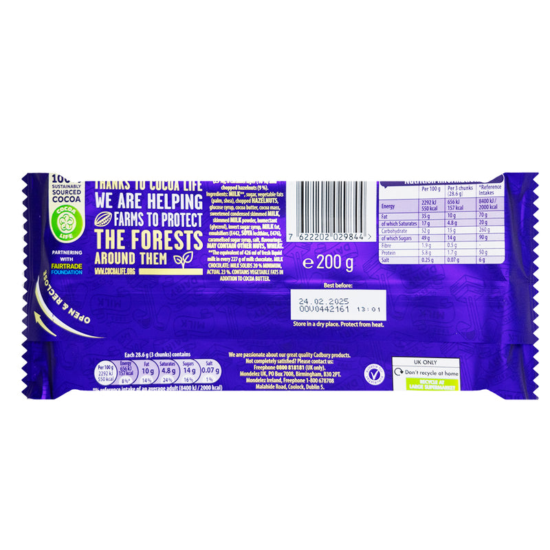 Cadbury Dairy Milk & More Caramel Nut Crunch - 200g   Nutrition Facts Ingredients - Cadbury - Cadbury Chocolate - Cadbury Caramel - UK Chocolate - British Chocolate - Milk Chocolate