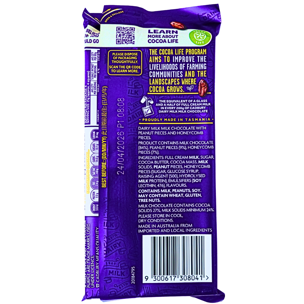 Dairy Milk Honeycomb & Peanut (Aus) - 100g