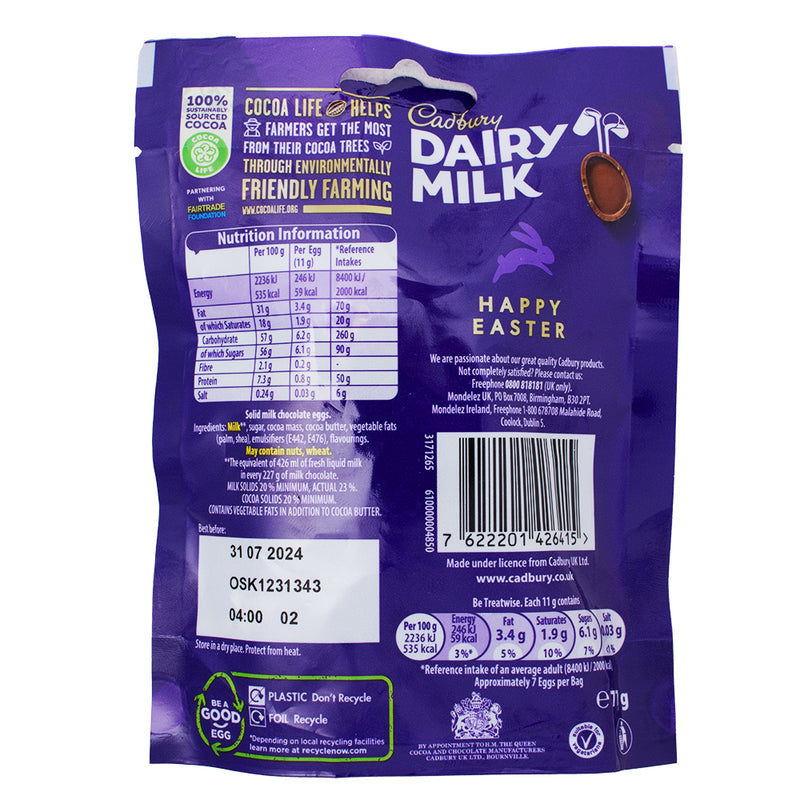 Cadbury Dairy Milk Mini Chocolate Eggs Bag (UK) - 77g