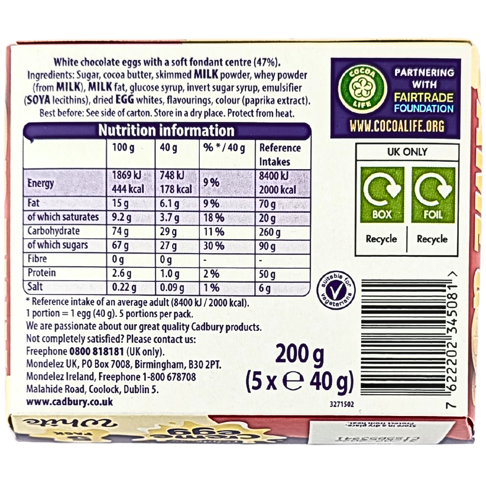Cadbury Easter Creme Egg White 5PK (UK) - 200g