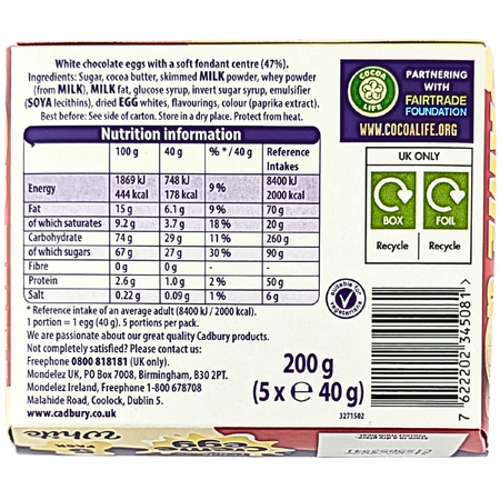 Cadbury Easter Creme Egg White 5PK (UK) - 200g