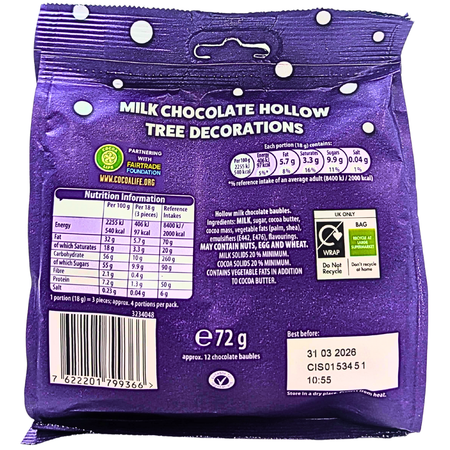 Cadbury Mini Baubles Tree Decorations (UK) - 72g