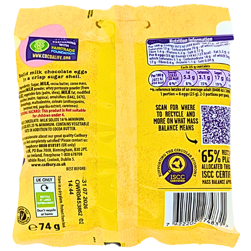 Cadbury Mini Eggs Peg bag (UK) - 74g