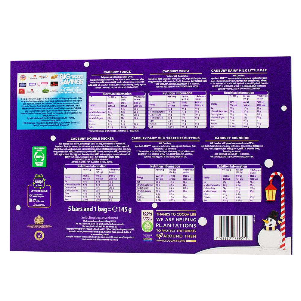 Cadbury Selection Box (UK) - 145g Nutrition Facts Ingredients
