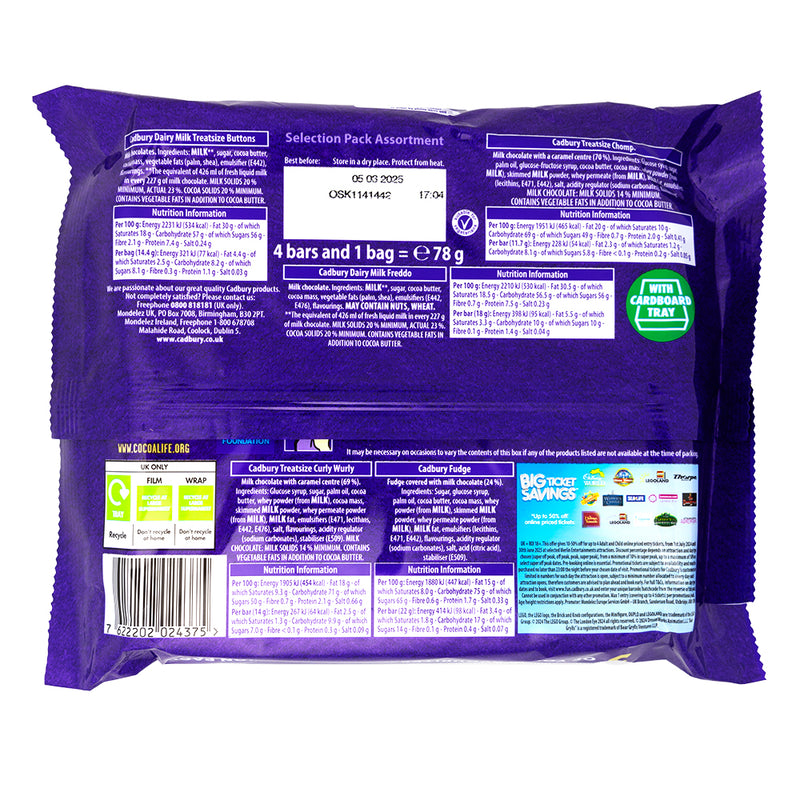 Cadbury Small Christmas Selection Pack (UK) - 89g  Nutrition Facts Ingredients
