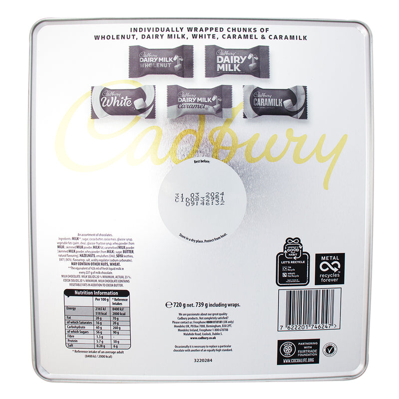 Cadbury Assortment Holiday Tin (UK) - 720g Nutrition Facts Ingredients - British Chocolate - Cadbury Chocolate - Cadbury Caramilk