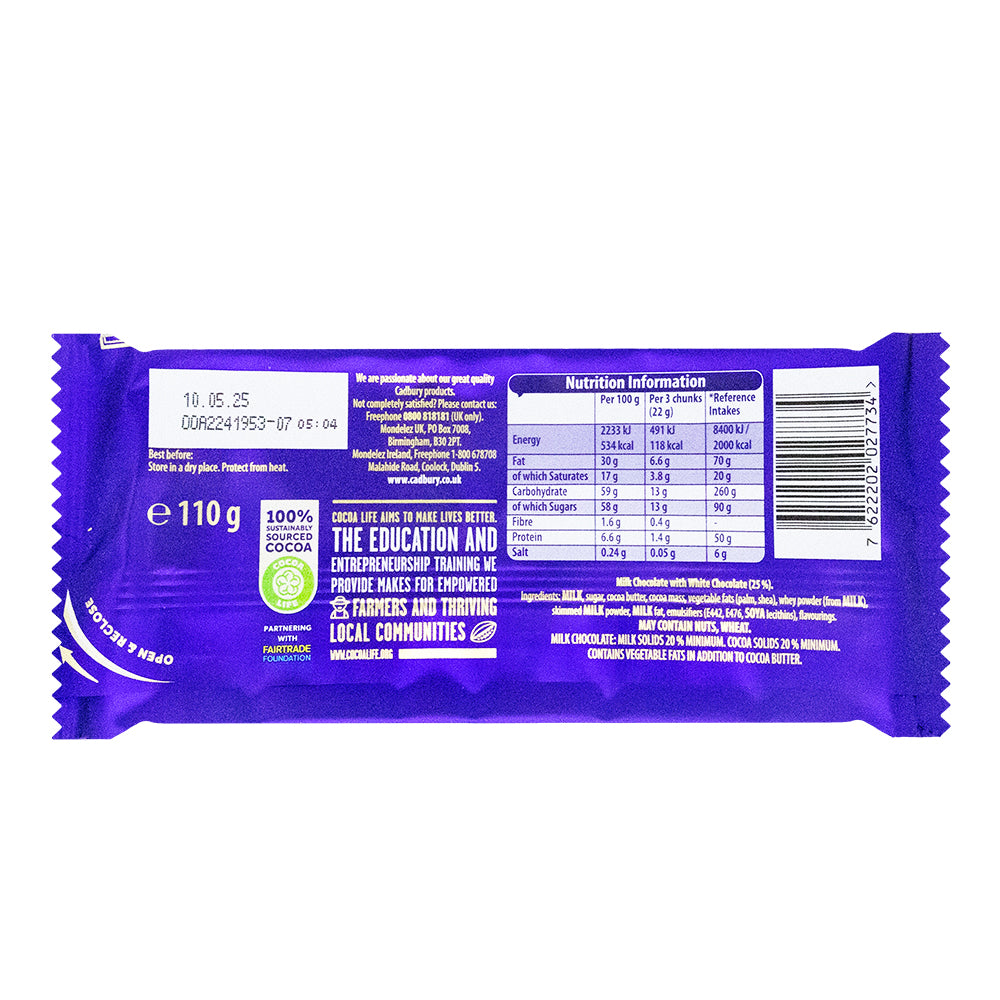 Cadbury Top Deck (UK) - 110g  Nutrition Facts Ingredients
