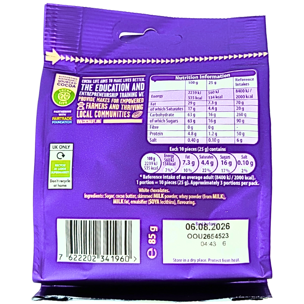 Cadbury White Buttons Bag (UK) - 85g