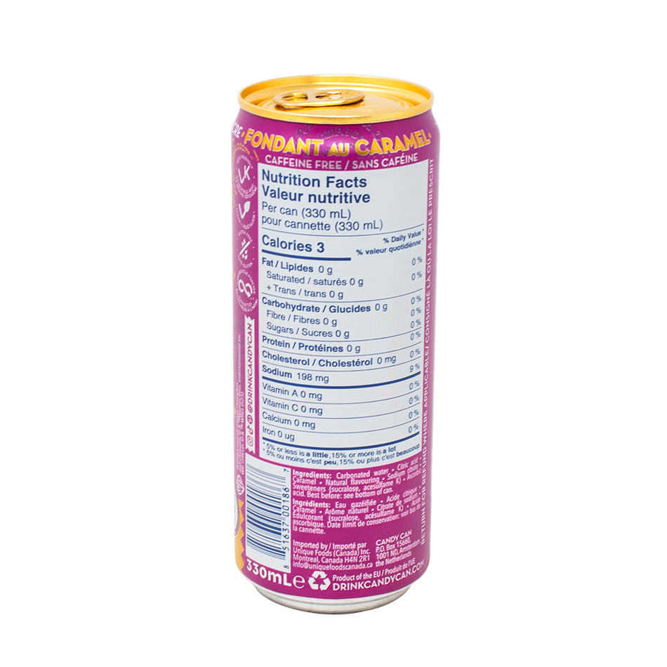 Candy Can Wonka Zero Sugar Sparkling Caramel Fudge Drink (UK) - 330mL  Nutrition Facts Ingredients