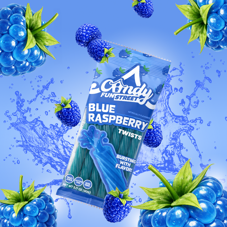 Candy Fun Street Blue Raspberry Twists- 3.17oz