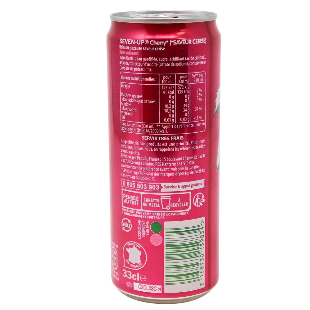 7up Cherry (France) - 330mL Nutrition Facts Ingredients