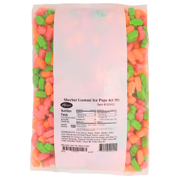 Albanese Gummi Sherbet Ice Pops - 5lbs Nutrition Facts Ingredients