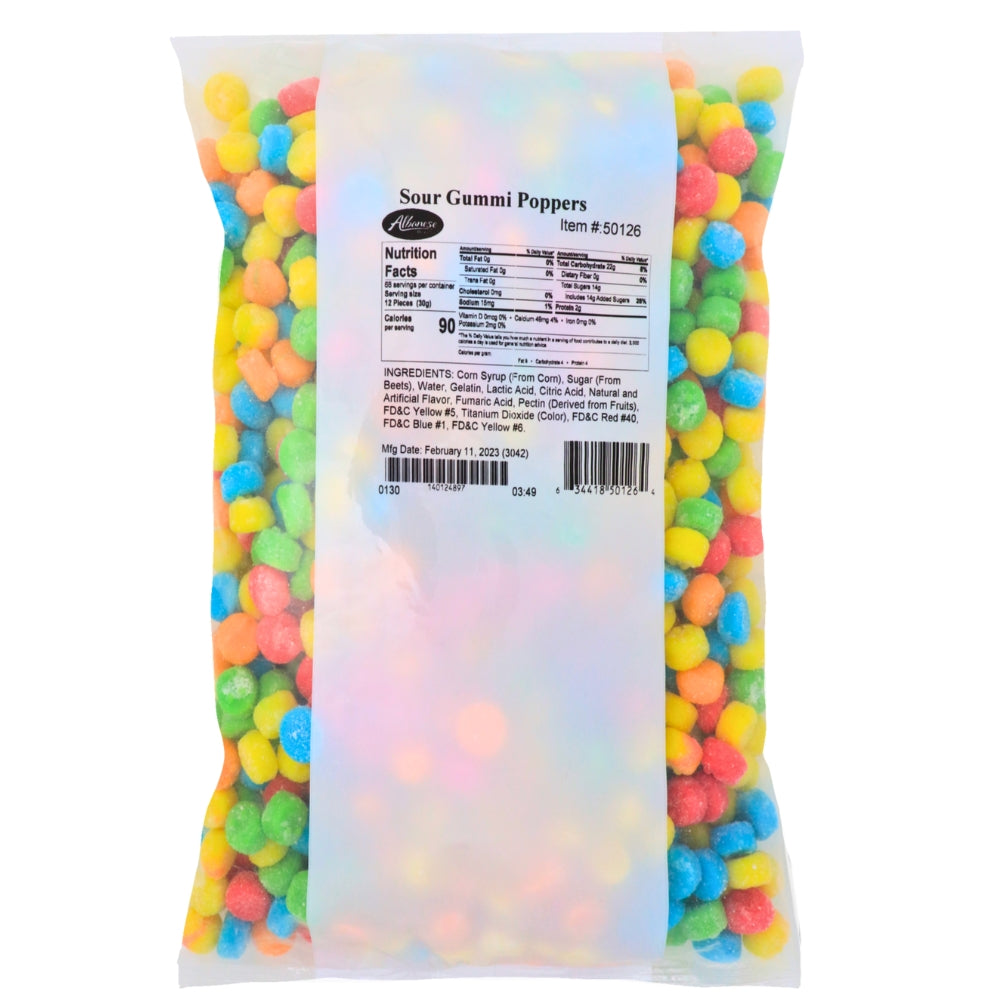 Albanese Sour Gummi Poppers - 4.5 lbs Nutrition Facts - Ingredients