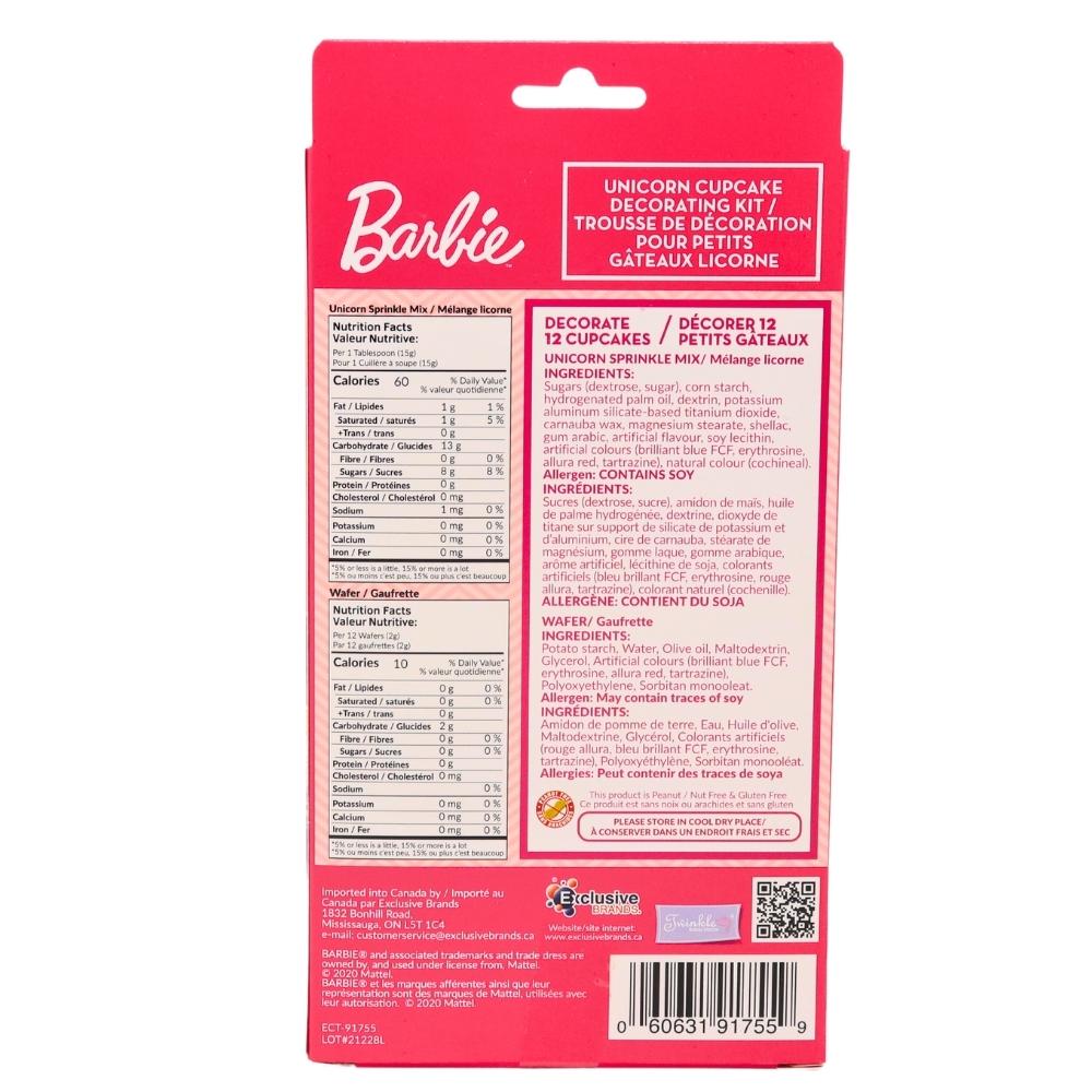 Barbie Cupcake Deco Kit Nutrition Facts Ingredients