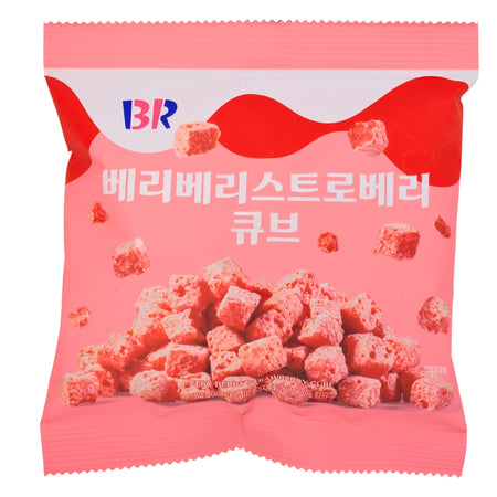 Baskin Robbin Strawberry Cubes - 55g (Korea) - Baskin Robbins Strawberry Cubes (Korea) - Strawberry Paradise - Berrylicious Symphony - Miniature Masterpiece - Fruity Fun - Bite-sized Burst - Delectable Tribute - Sweetness Delight - Burst of Joy - Snack Sensation - Baskin Robbins - Korean Candy - Baskin Robbins Candy