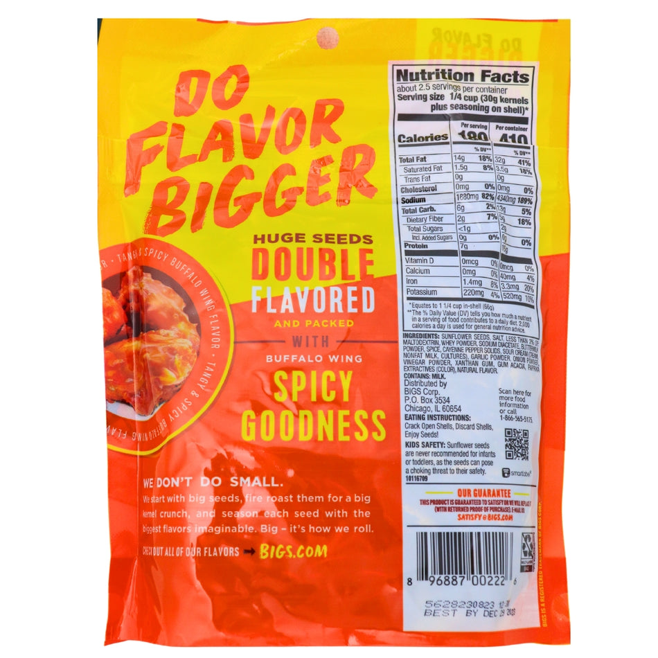 Big's Buffalo Wings Sunflower Seeds - 152 g Nutrition Facts Ingredients