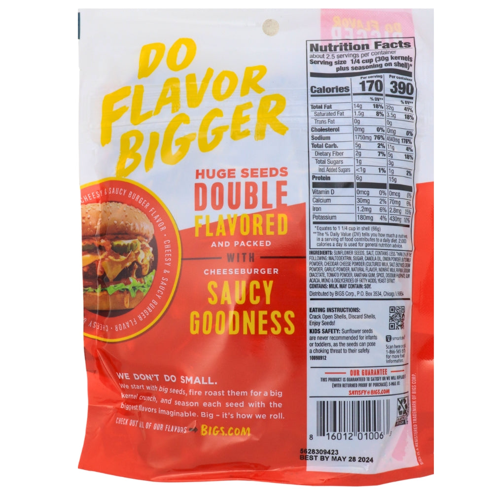Big's Cheese Burger Sunflower Seeds - 152 g Nutrition Facts Ingredients
