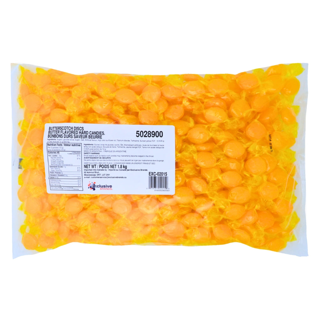 Butterscotch Discs Hard Candy Exclusive Candy 2kg - Bulk Butterscotch Candy Buffet Colour_Yellow gold Nutrition Facts - Ingredients