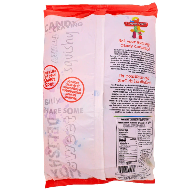 Assorted Gummi Grizzly Bears Candy Canada Candy Co. - Bulk Colour_Assorted Gluten Free Gummy Gummy Bears Nutrient facts-Ingredients