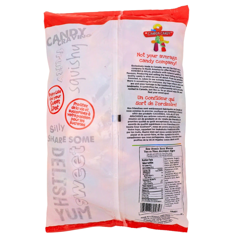 CCC Sour Atomic Neon Worms Gummy Candy - 2kg Halal Nutrient Facts - Ingredients