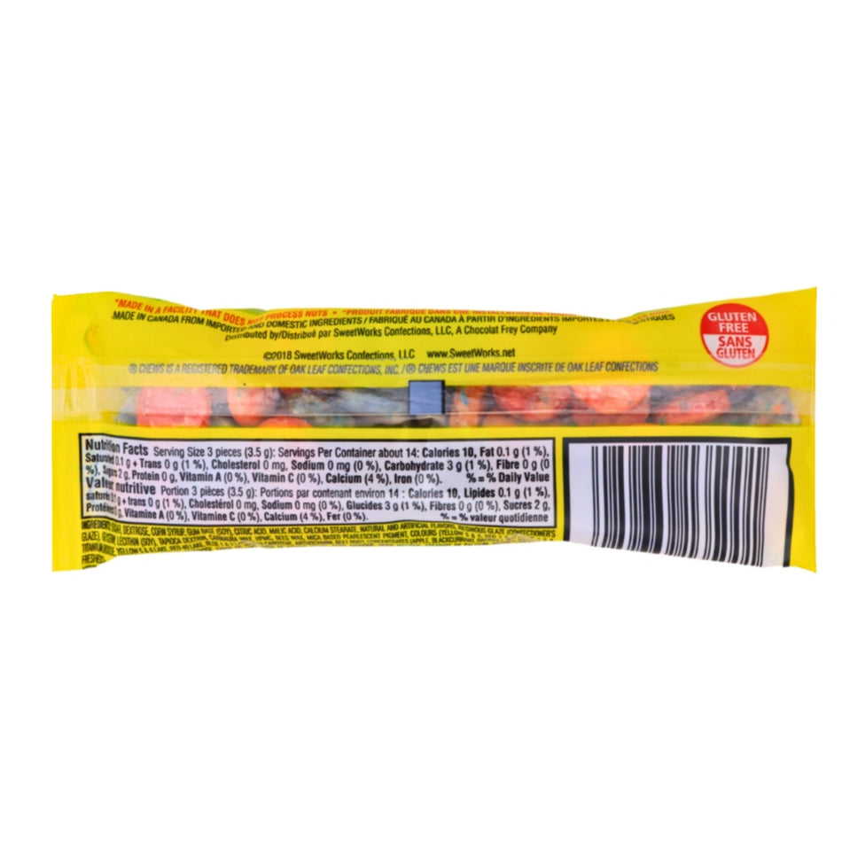 Chews Assorted Sour Bubble Gum - 50g Nutrition Facts Ingredients
