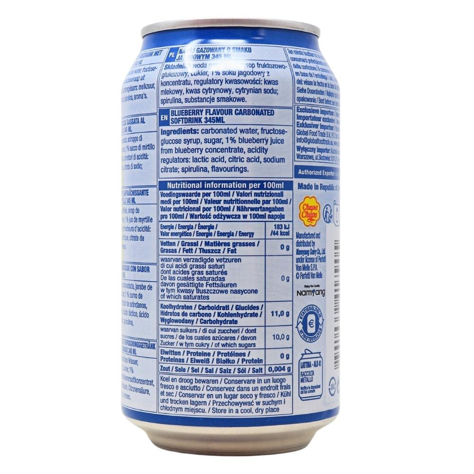 Chupa Chups Sparkling Sour Blueberry - 345mL Nutrition Facts Ingredients